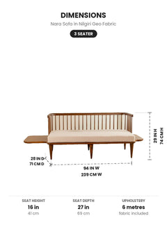 Upholstered Bundle Nara Sofa in Nilgiri Geo Fabric