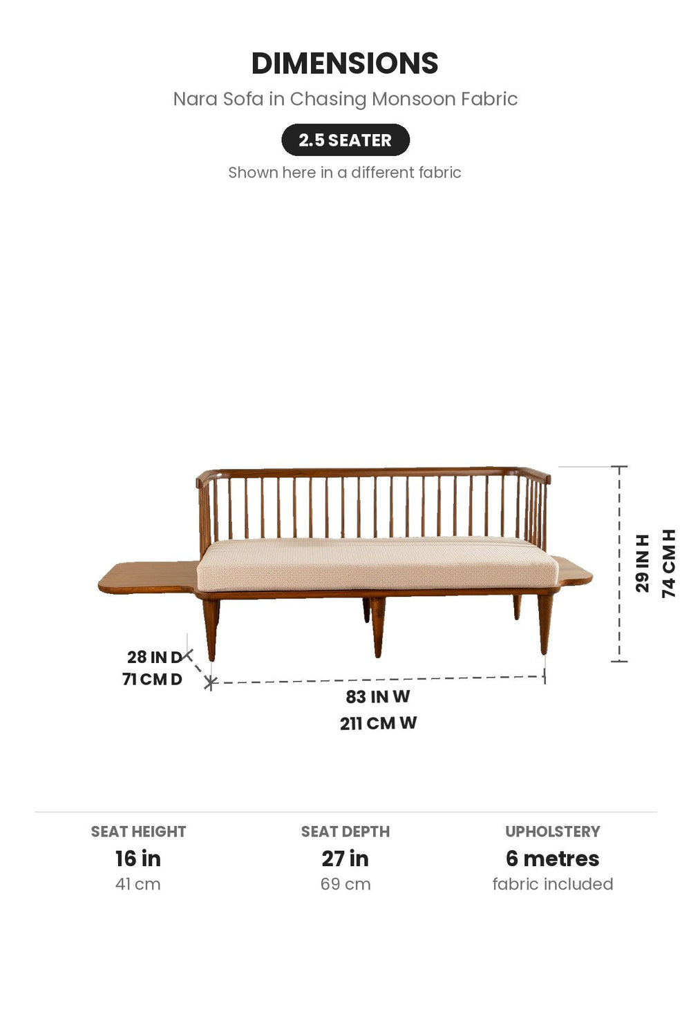 Upholstered Bundle Nara Sofa in Chasing Monsoon Fabric