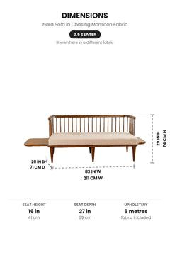 Upholstered Bundle Nara Sofa in Chasing Monsoon Fabric