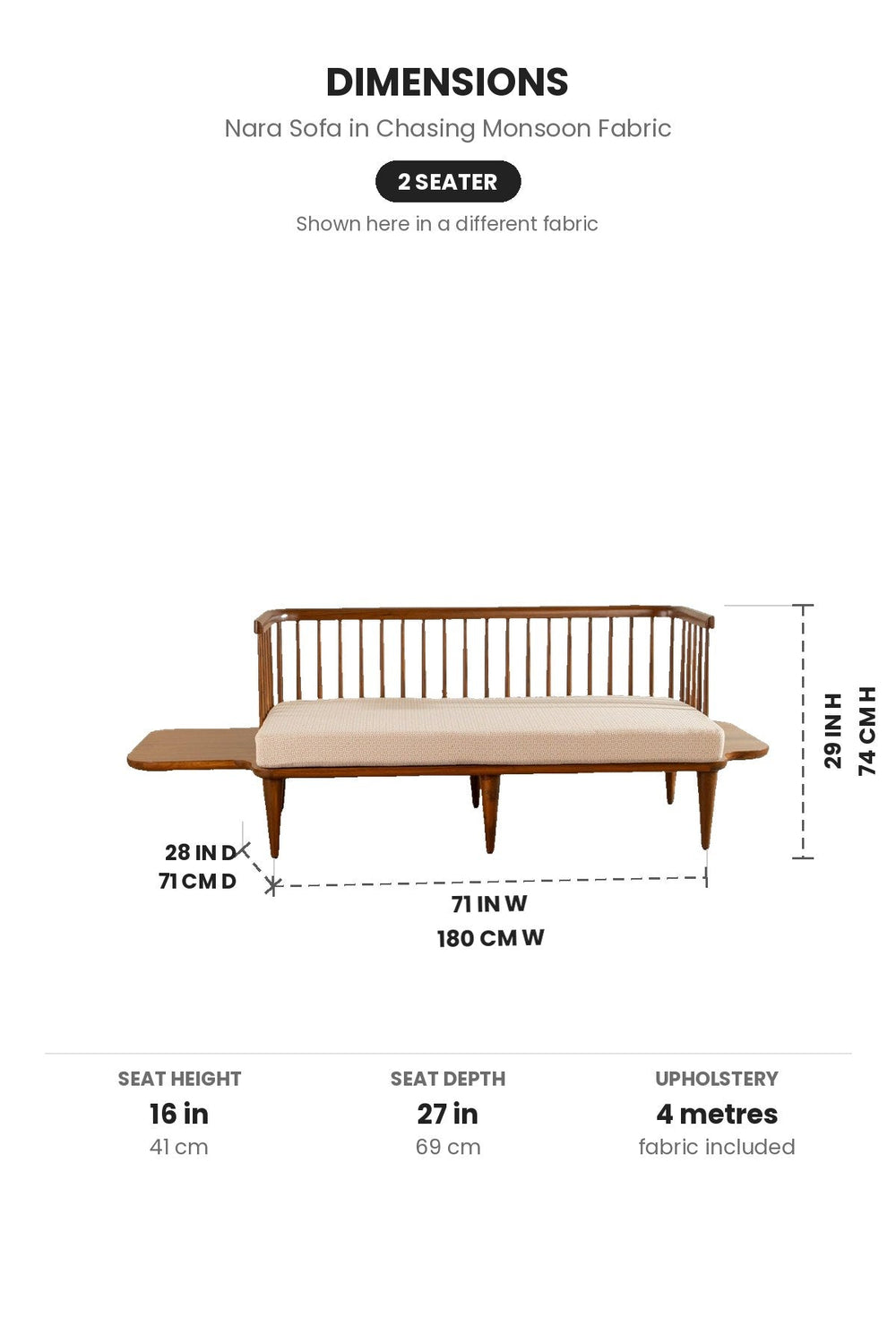 Upholstered Bundle Nara Sofa in Chasing Monsoon Fabric
