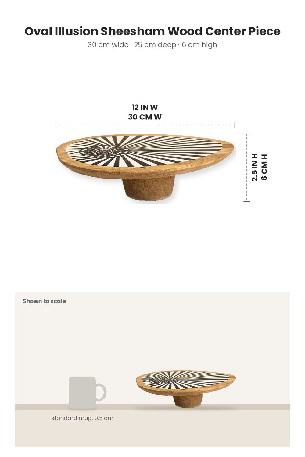 DECORATIVE CENTERPIECES Oval Illusion Sheesham Wood Center Piece