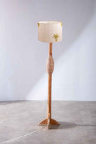 Orbit Floor Lamp with Temple Palms Drum Lampshade (Grey)