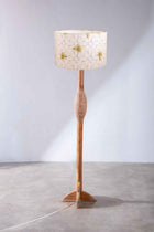 Orbit Floor Lamp with Temple Palms Extra Large Drum Lampshade (Grey)