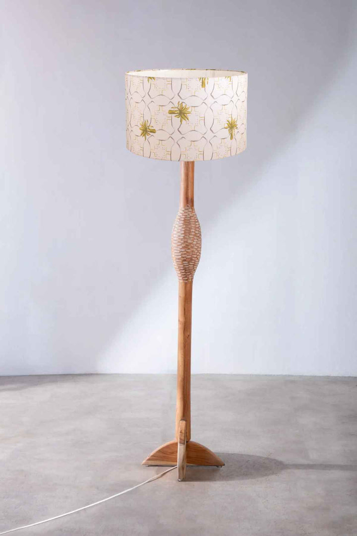 Lighting Bundle Orbit Floor Lamp with Temple Palms Extra Large Drum Lampshade (Grey)