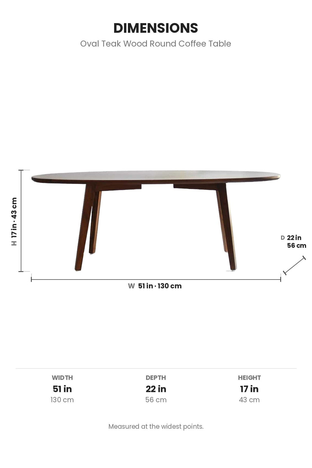 COFFEE TABLES Oval Teak Wood Round Coffee Table
