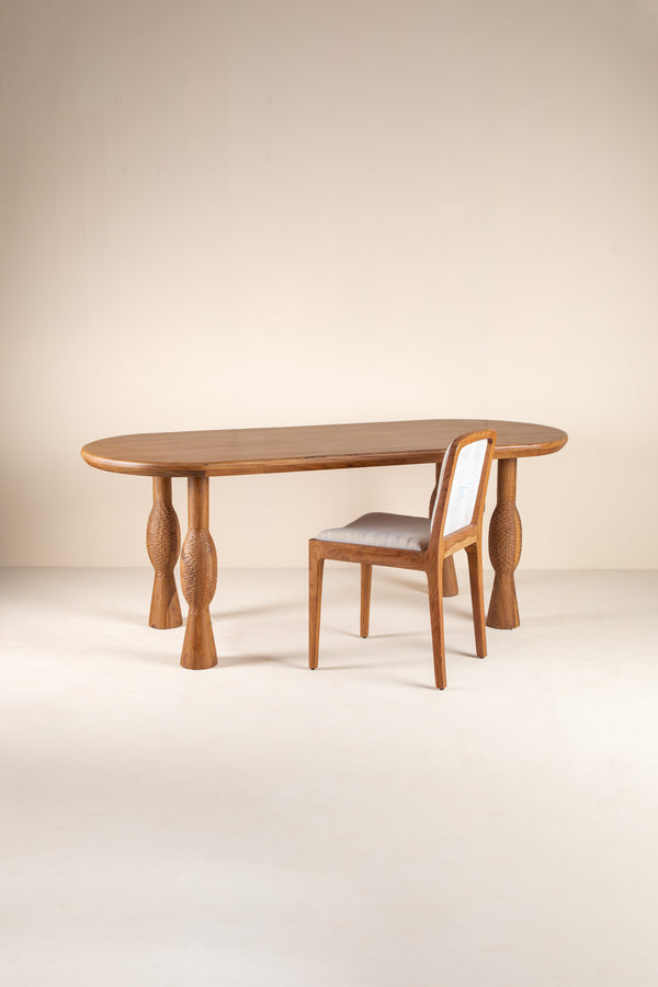 Oval Acacia Wood Dining Table