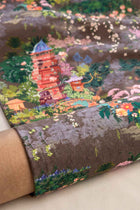 Pagoda In The Skies Printed Upholstery Fabric (Tobacco Brown)