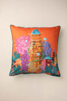 Pagoda In The Sky Spicy Orange Floor Cushion Cover (61 X 61 Cm)