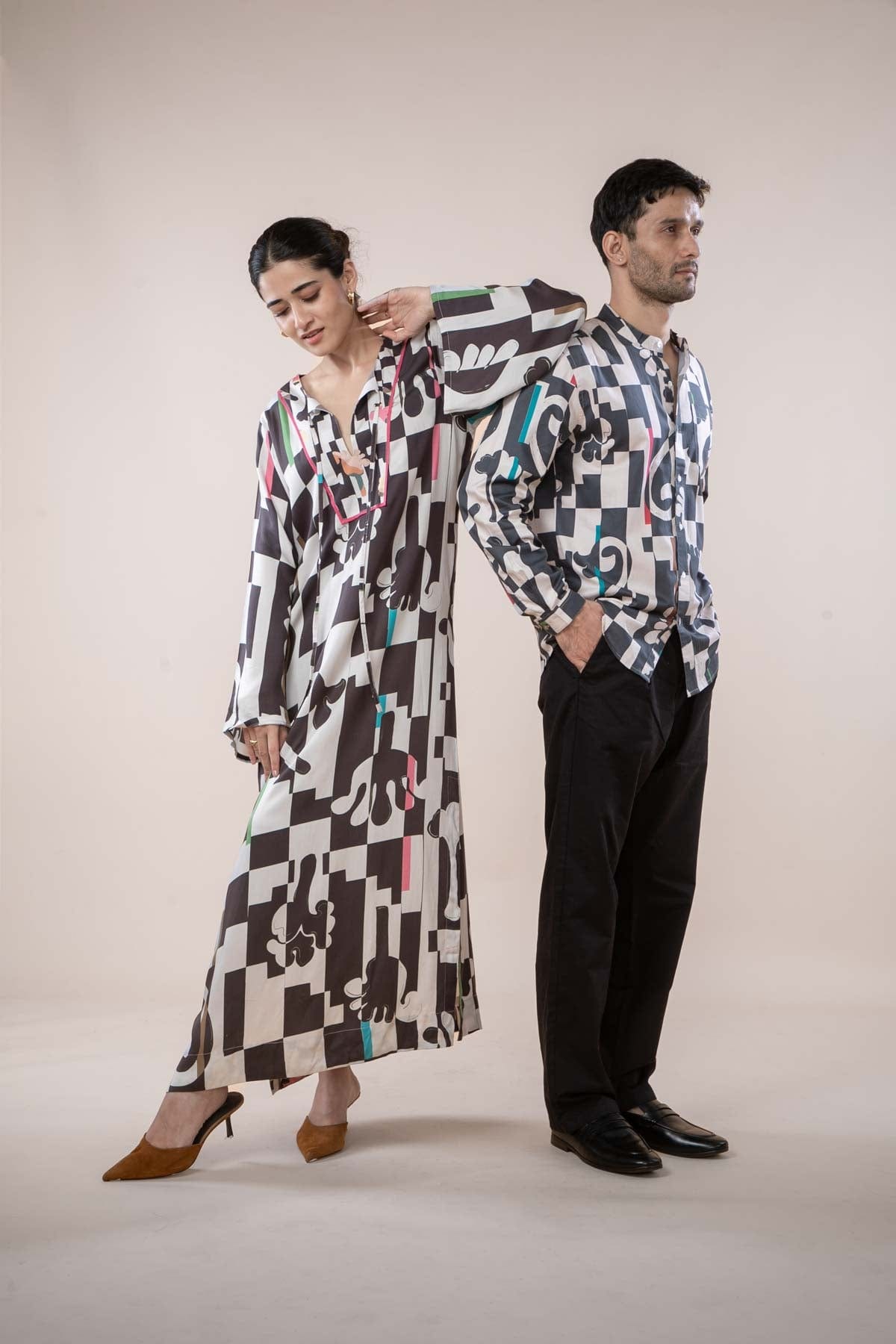 PALMYRAH KAFTAN DRESS SHADOW GREY