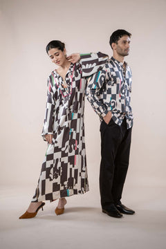PALMYRAH KAFTAN DRESS SHADOW GREY