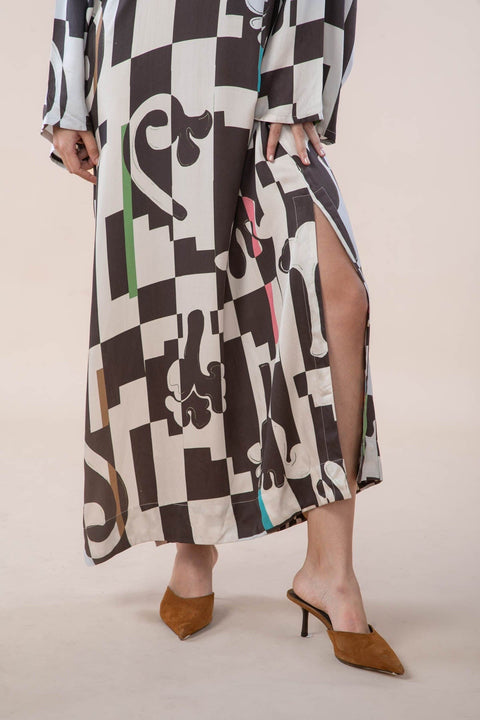 PALMYRAH KAFTAN DRESS SHADOW GREY