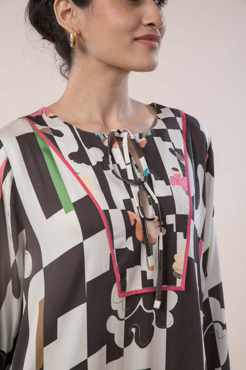 PALMYRAH KAFTAN DRESS SHADOW GREY