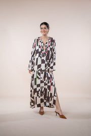 PALMYRAH KAFTAN DRESS SHADOW GREY