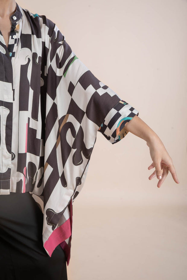 PALMYRAH KAFTAN TOP  SHADOW GREY