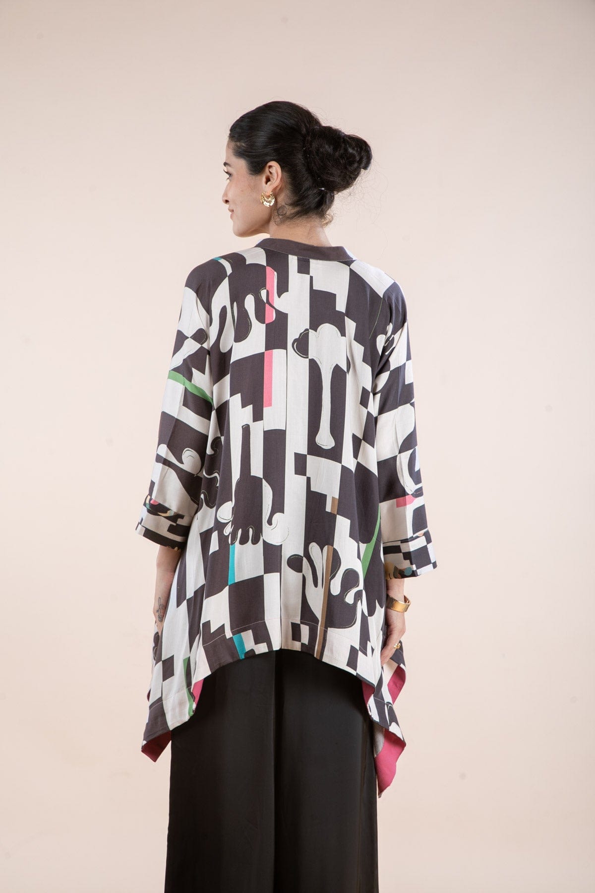 PALMYRAH KAFTAN TOP  SHADOW GREY