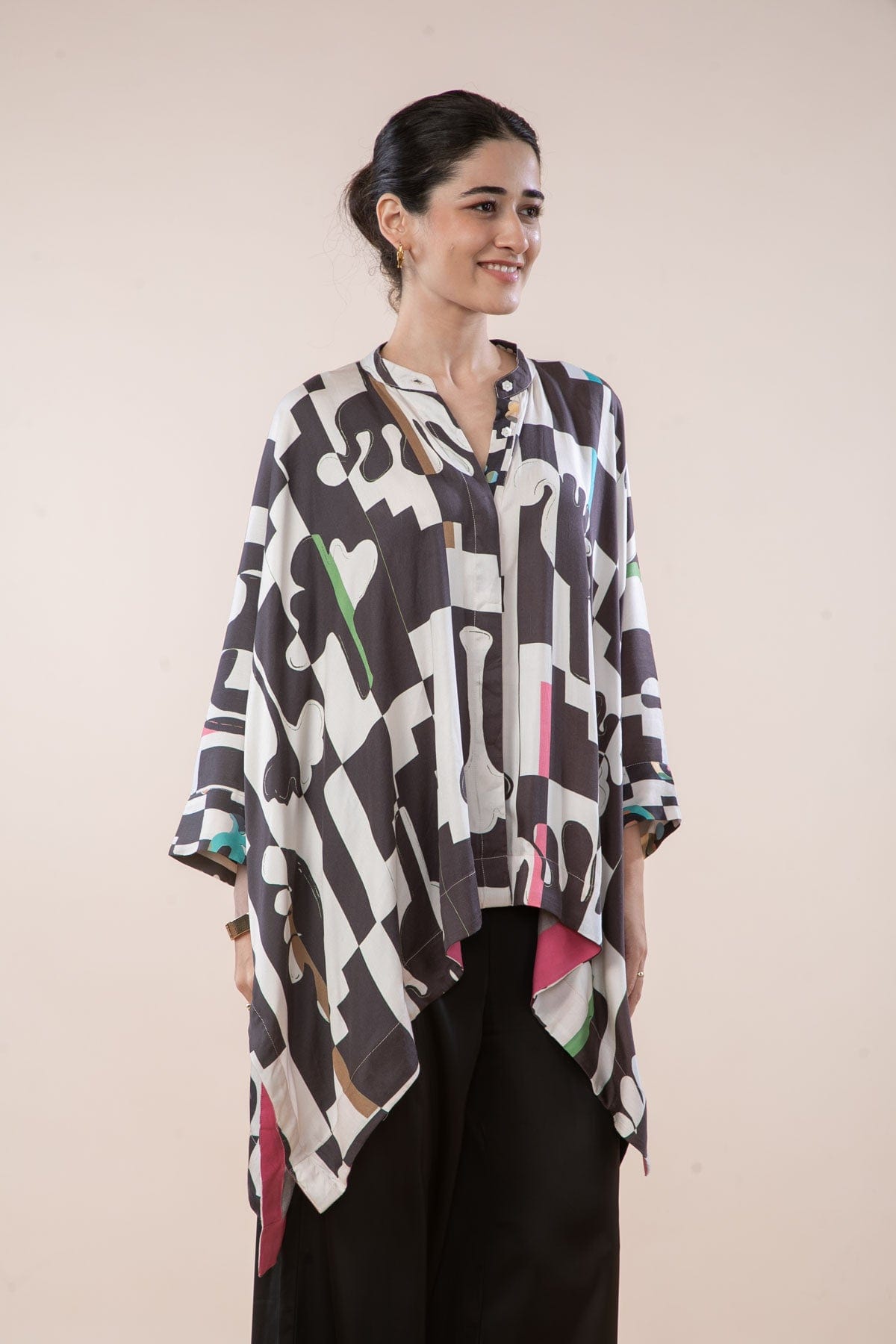 PALMYRAH KAFTAN TOP  SHADOW GREY