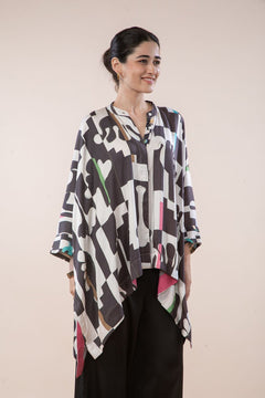 PALMYRAH KAFTAN TOP  SHADOW GREY