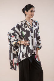 PALMYRAH KAFTAN TOP  SHADOW GREY