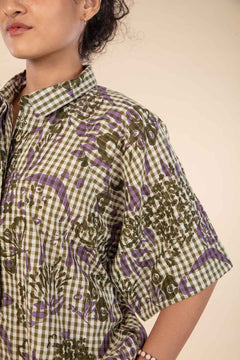 PARA PARA CHEQUERED TUNIC TOPS GUNGHO GREEN