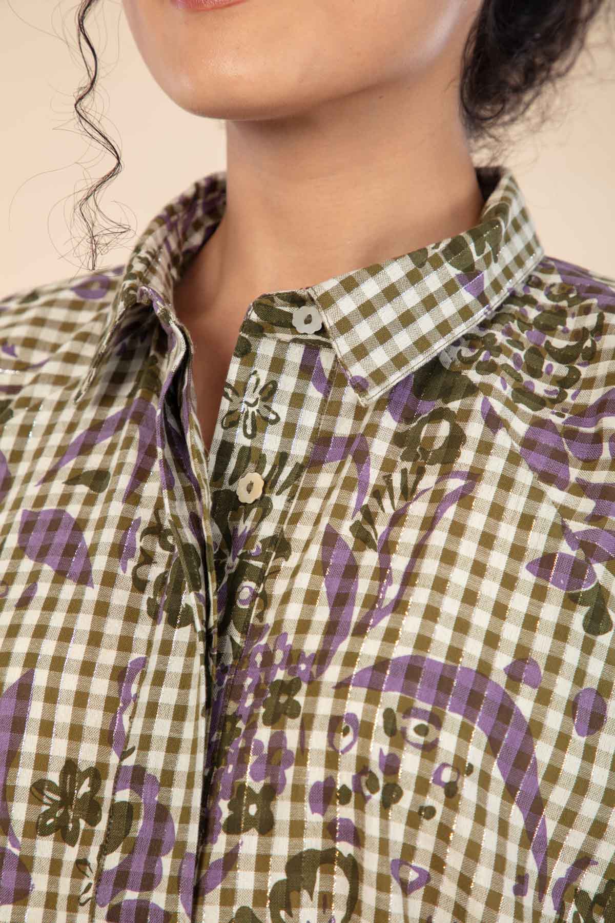 PARA PARA CHEQUERED TUNIC TOPS GUNGHO GREEN