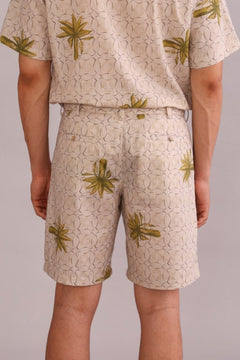 SHORTS Temple Palm Men's Shorts (Parchment Beige)