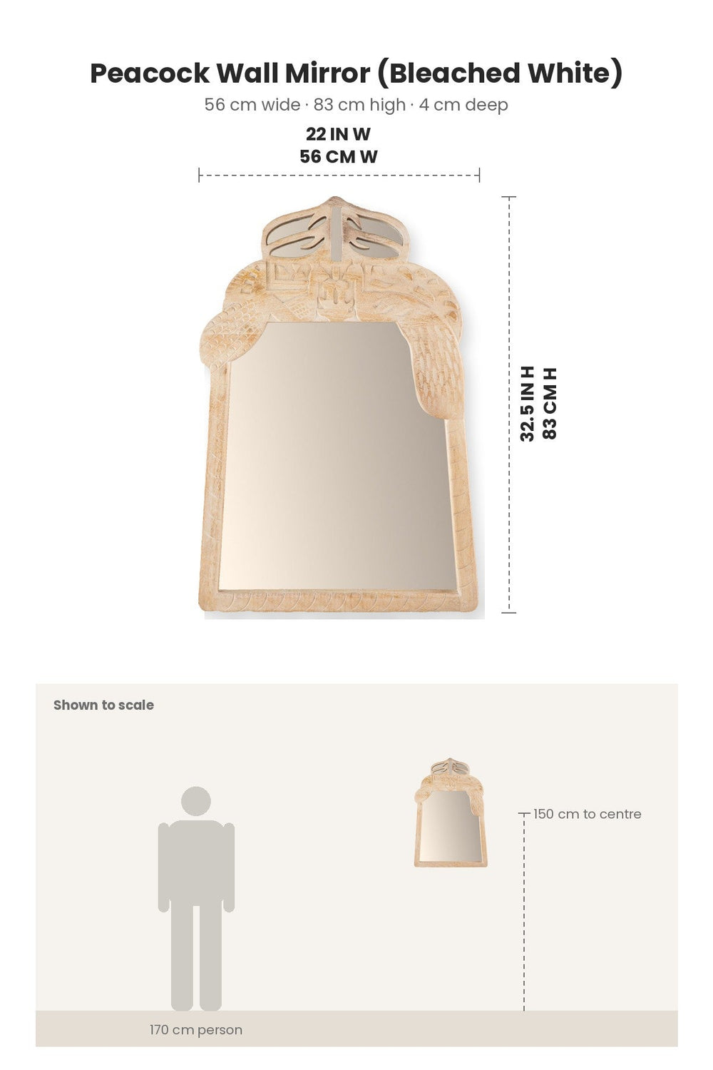 MIRRORS Peacock Wall Mirror (Bleached White)
