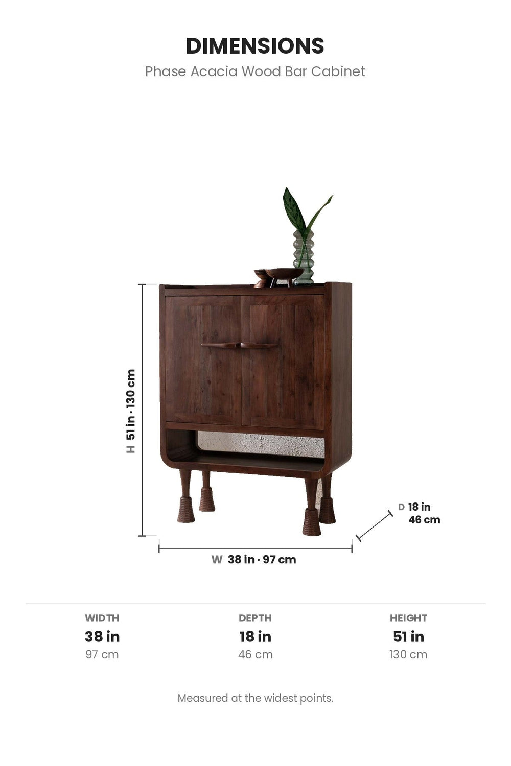 CABINETS Phase Acacia Wood Bar Cabinet