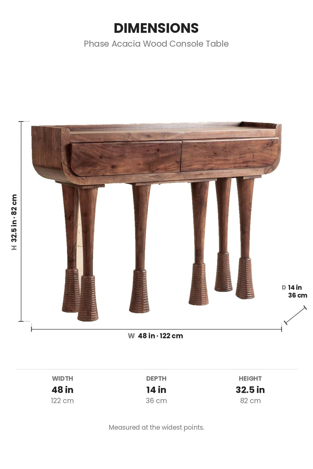 CONSOLE TABLES Phase Acacia Wood Console Table