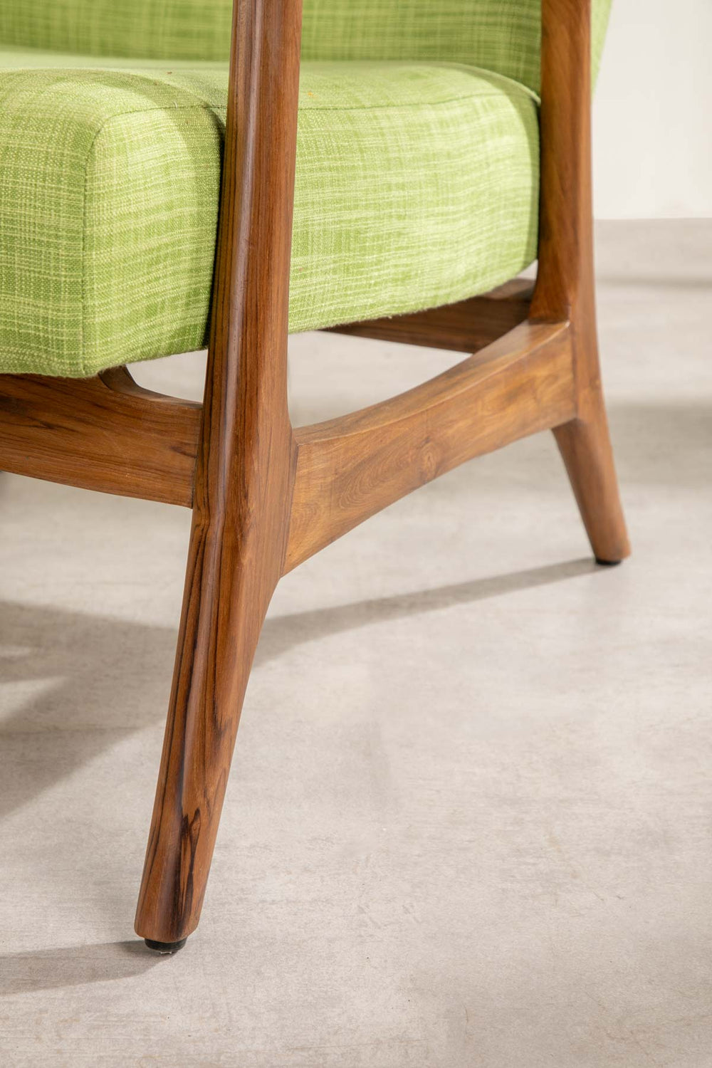 Upholstered Bundle Pi Accent Chair in Raffia Citron Green Fabric