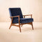 Pi Accent Chair in Indigo Velvet Fabric