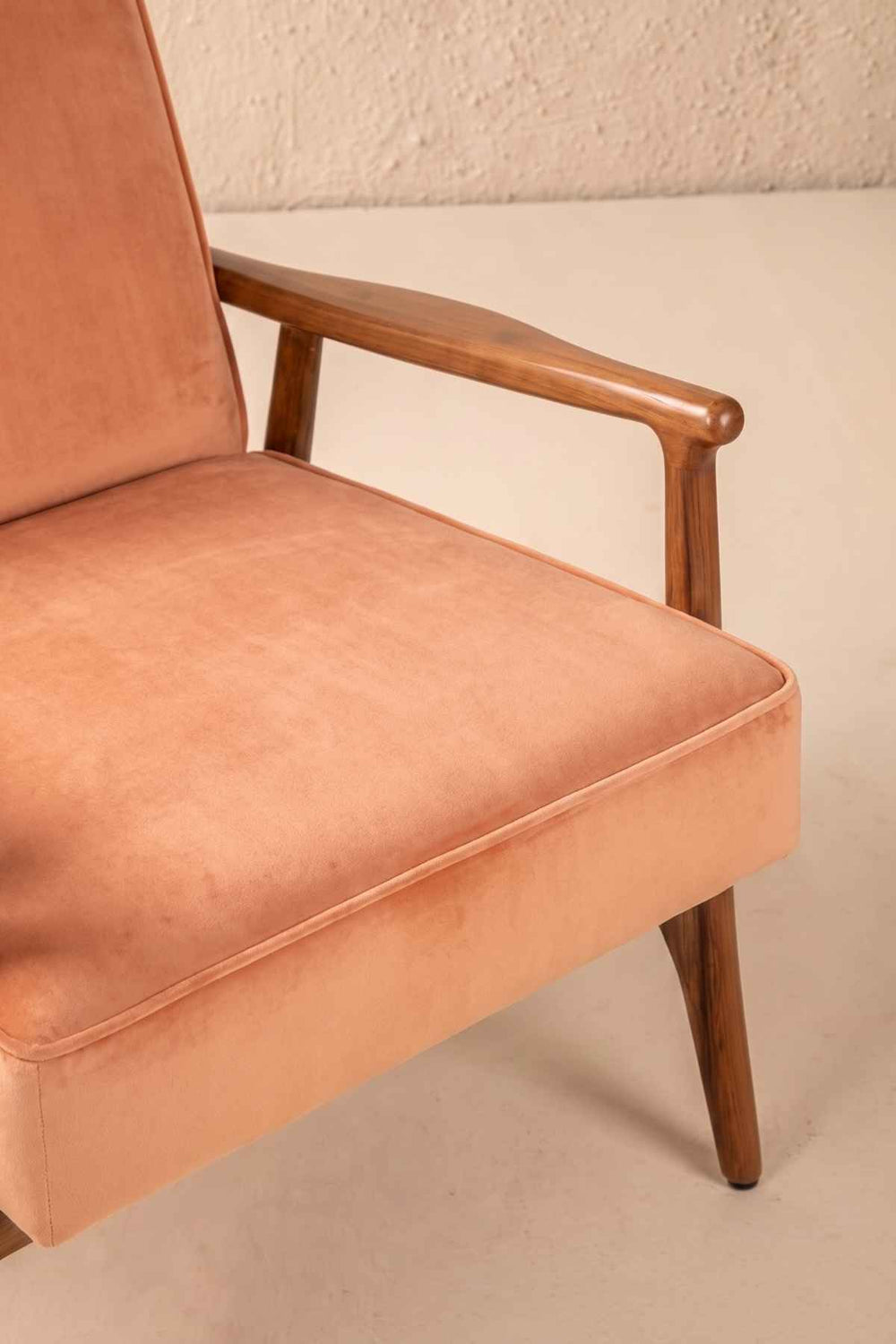 Upholstered Bundle Pi Accent Chair in Peach Velvet Fabric