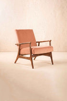 Pi Accent Chair in Peach Velvet Fabric