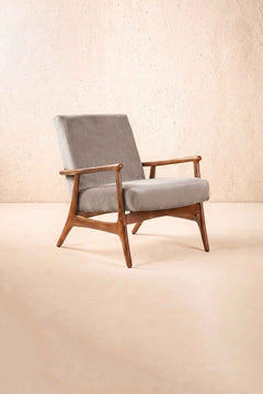 Upholstered Bundle Pi Accent Chair in Silver Velvet Fabric