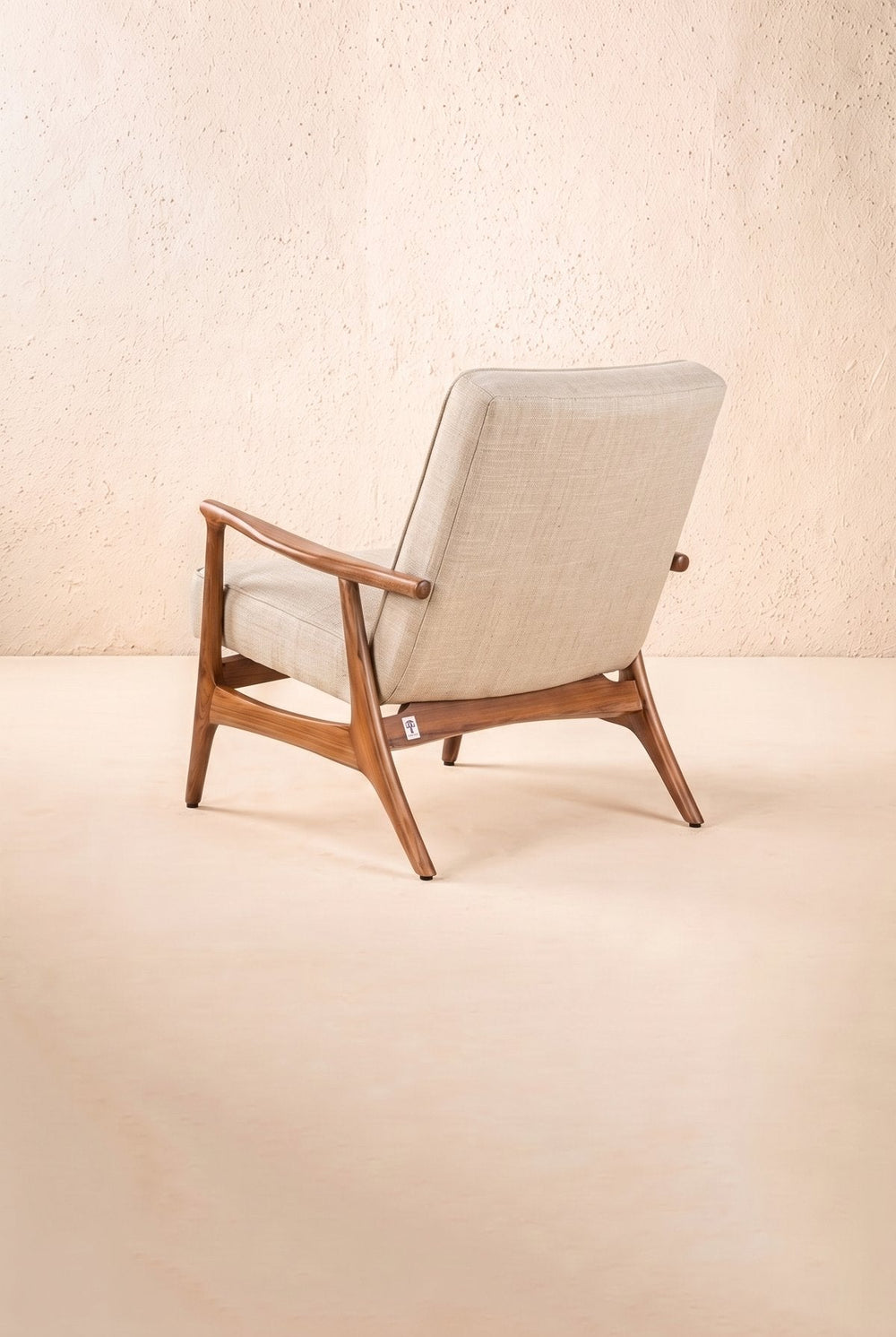 Upholstered Bundle Pi Accent Chair in Raffia Ecru Fabric