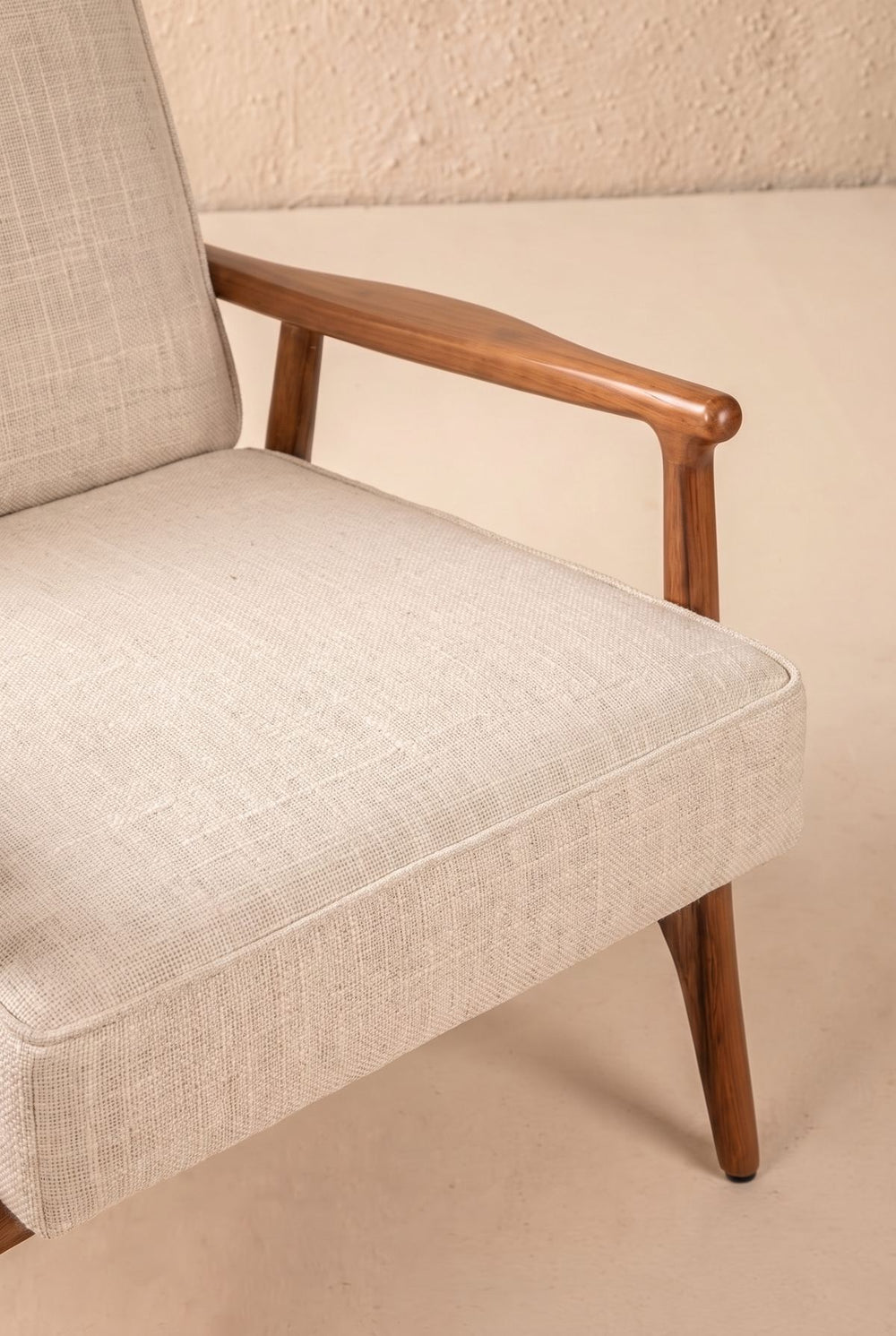 Upholstered Bundle Pi Accent Chair in Raffia Ecru Fabric