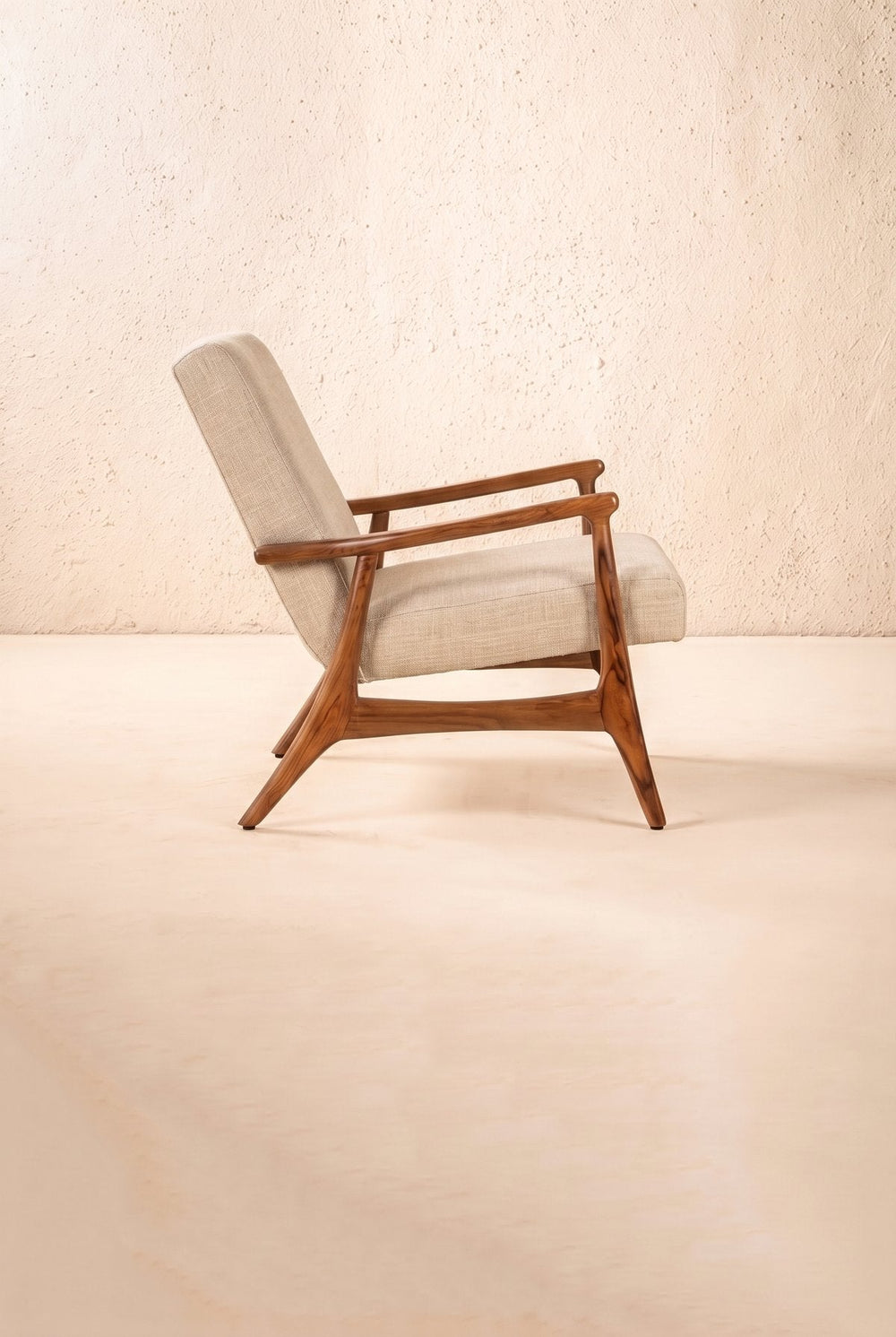 Upholstered Bundle Pi Accent Chair in Raffia Ecru Fabric