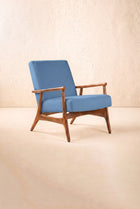 Pi Accent Chair in Solid Twisted Water Blue Fabric