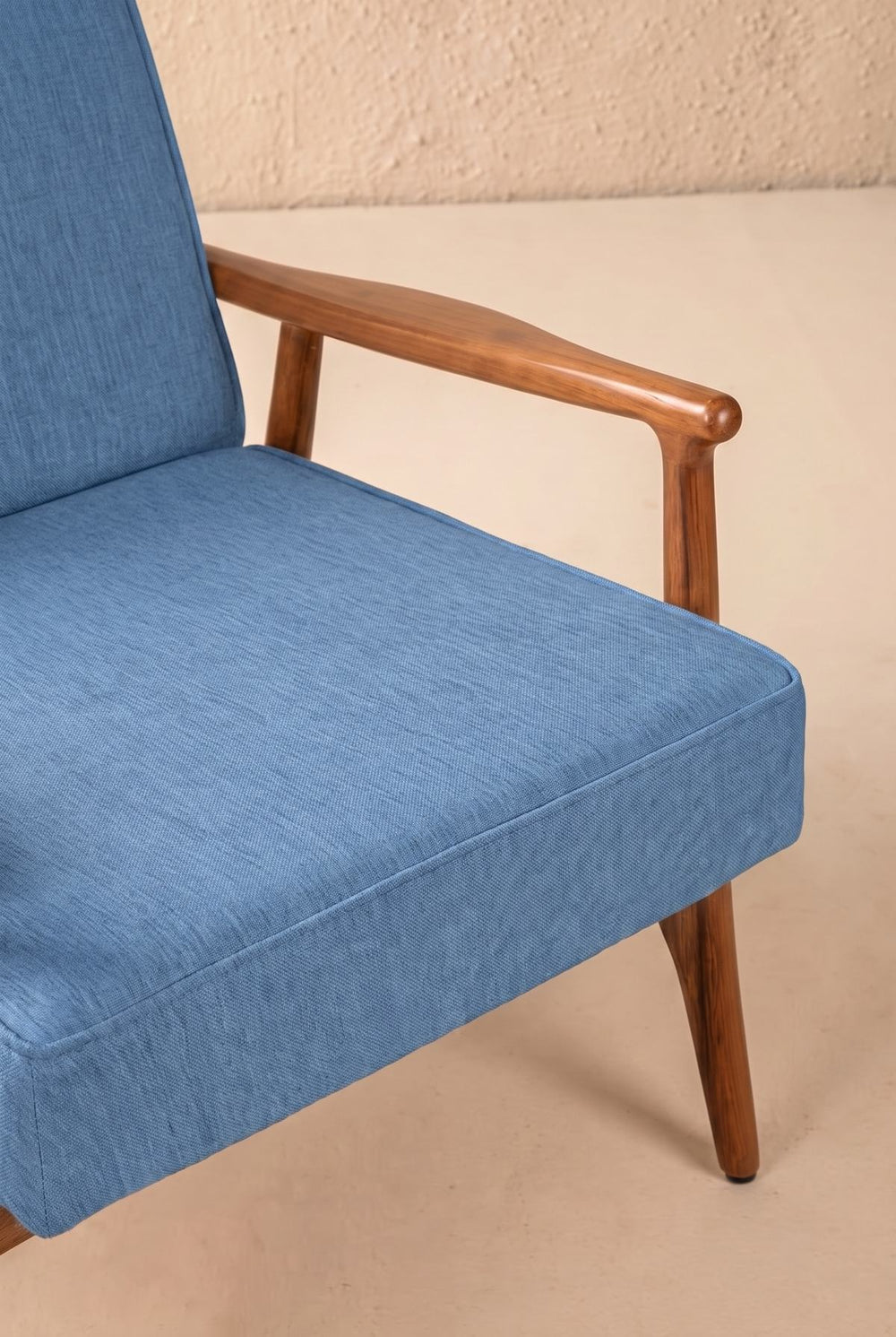 Upholstered Bundle Pi Accent Chair in Solid Twisted Water Blue Fabric