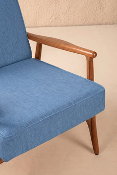 Upholstered Bundle Pi Accent Chair in Solid Twisted Water Blue Fabric