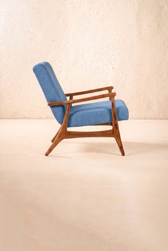 Upholstered Bundle Pi Accent Chair in Solid Twisted Water Blue Fabric