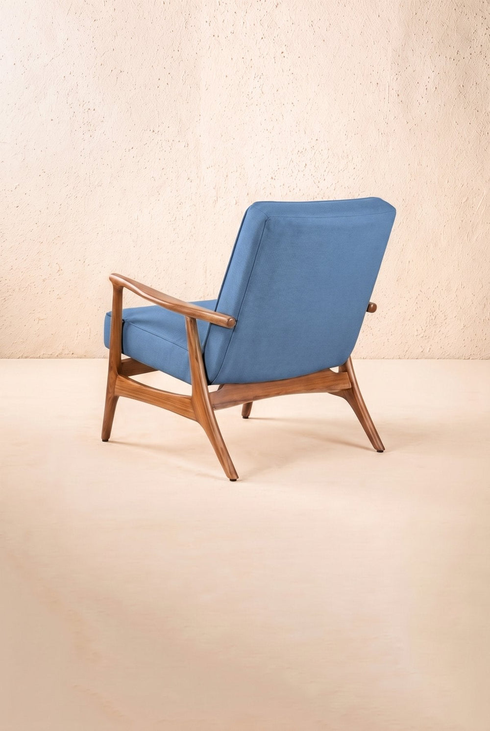 Upholstered Bundle Pi Accent Chair in Solid Twisted Water Blue Fabric