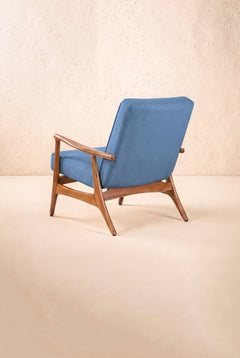 Upholstered Bundle Pi Accent Chair in Solid Twisted Water Blue Fabric