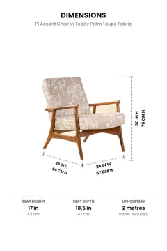 Upholstered Bundle Pi Accent Chair in Toddy Palm Taupe Fabric
