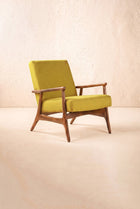 Pi Accent Chair in Solid Twisted Mustard Fabric