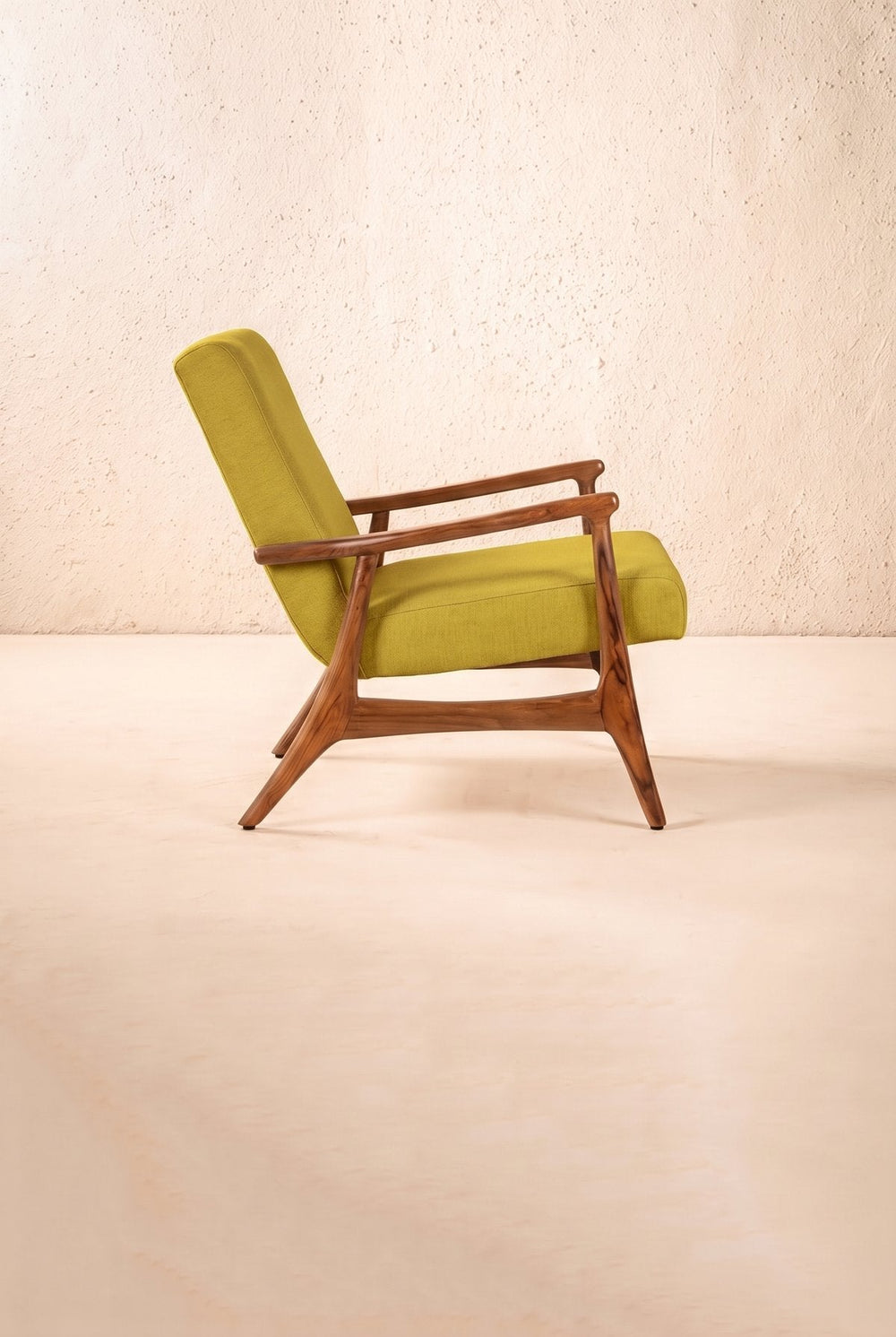 Upholstered Bundle Pi Accent Chair in Solid Twisted Mustard Fabric