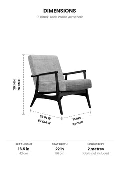 ARMCHAIRS & ACCENTS Pi Black Teak Wood Armchair