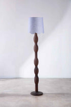 Pillar Floor Lamp with Solid Scalloped Taper Lampshade (Blue)