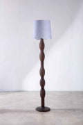 Lighting Bundle Pillar Floor Lamp with Solid Scalloped Taper Lampshade (Blue)
