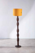 Lighting Bundle Pillar Floor Lamp with Solid Drum Lampshade (Yellow)