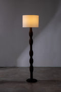 Lighting Bundle Pillar Floor Lamp with Solid Drum Lampshade (Yellow)